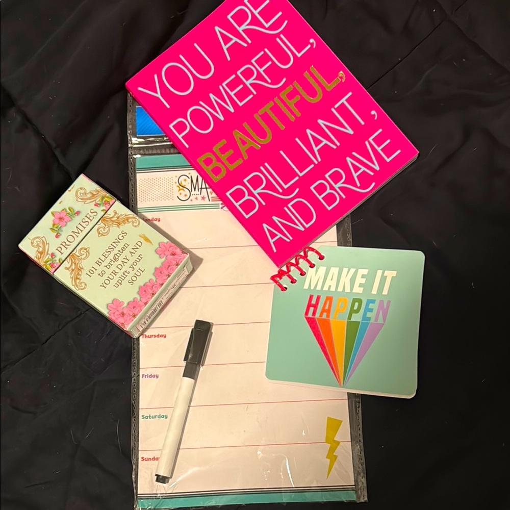 4-Piece Inspirational Stationery Set – Magnetic Planner, Journals & Blessings